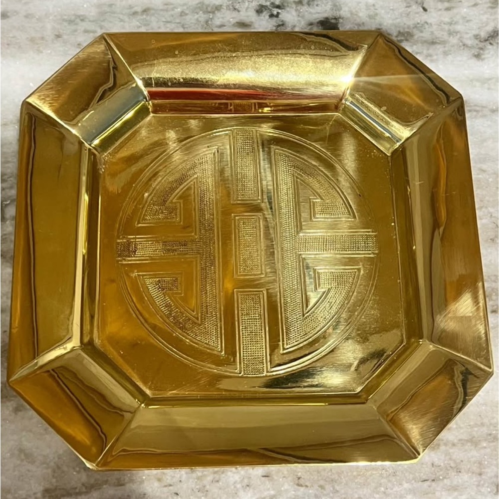 Gold Decorative Tray Longevity Symbol